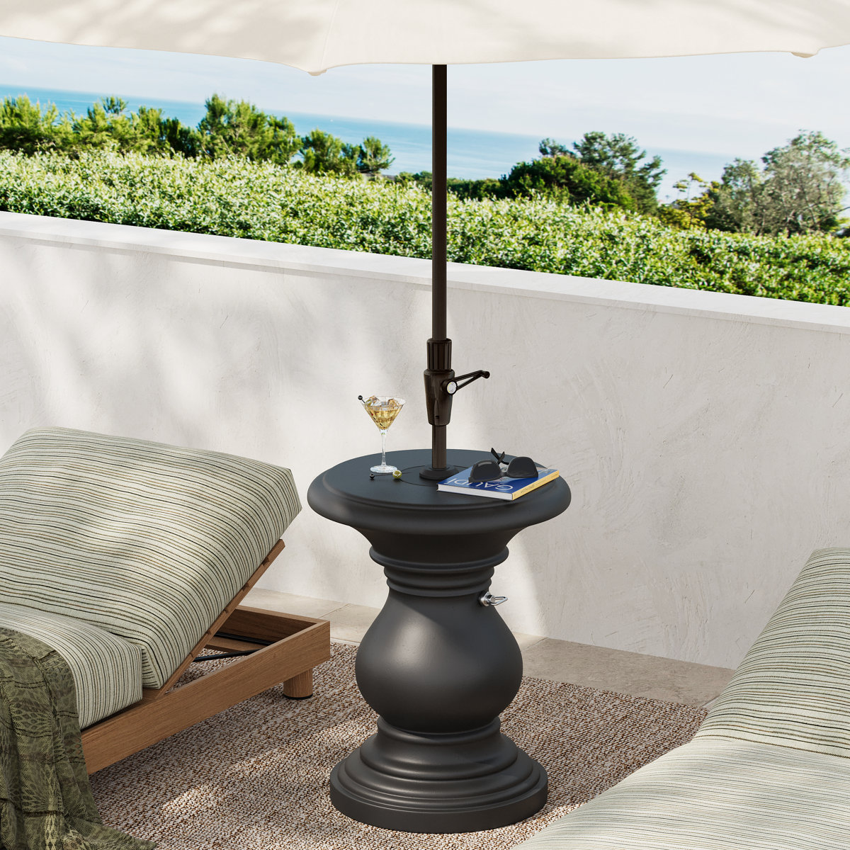 NFusion Porto Modern MGO Umbrella Side Table With Adjustable Pole ...