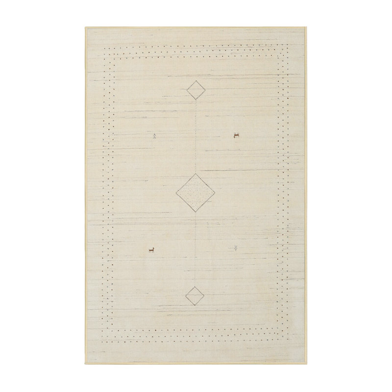 Tapis beige/bleu ciel contemporain, Rectangle 4 pi x 6 pi