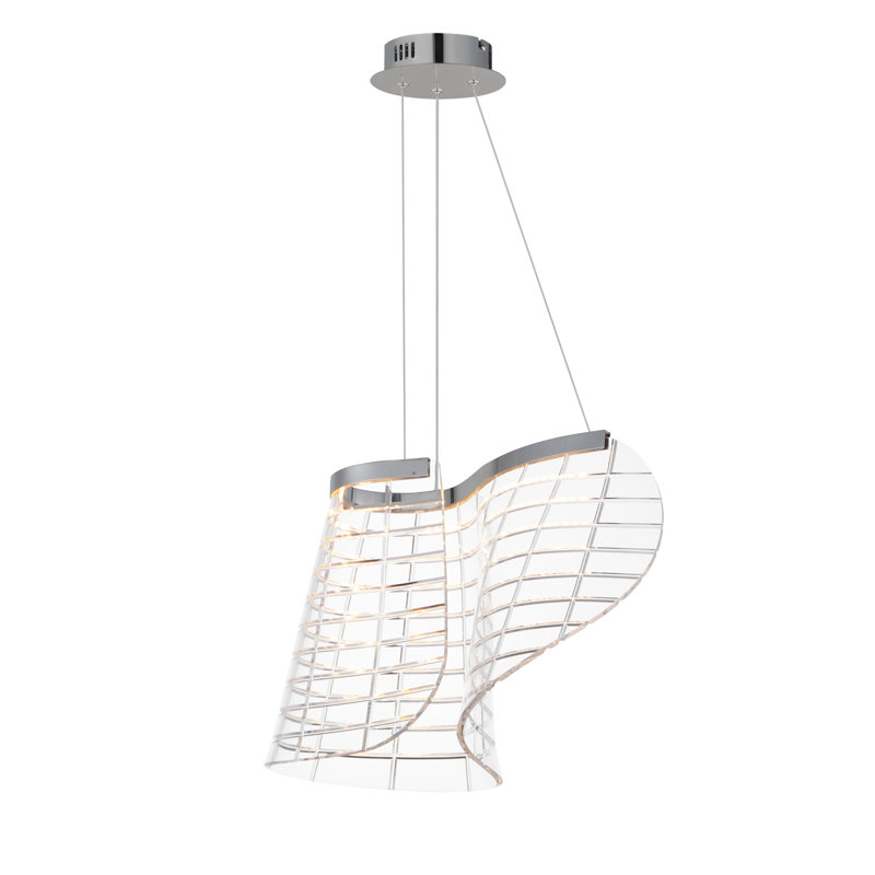 Tartan-Single Pendant, Polished Chrome