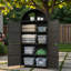 Grande armoire de rangement extérieure en osier avec tablettes réglables, tablette supérieure ouverte et pieds de support réglables en hauteur-1264447864