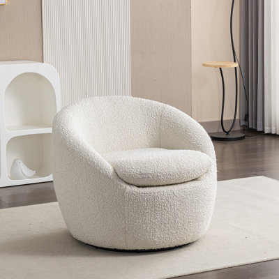 Fauteuil demi-tonneau moderne en tissu Teddy Boucle
