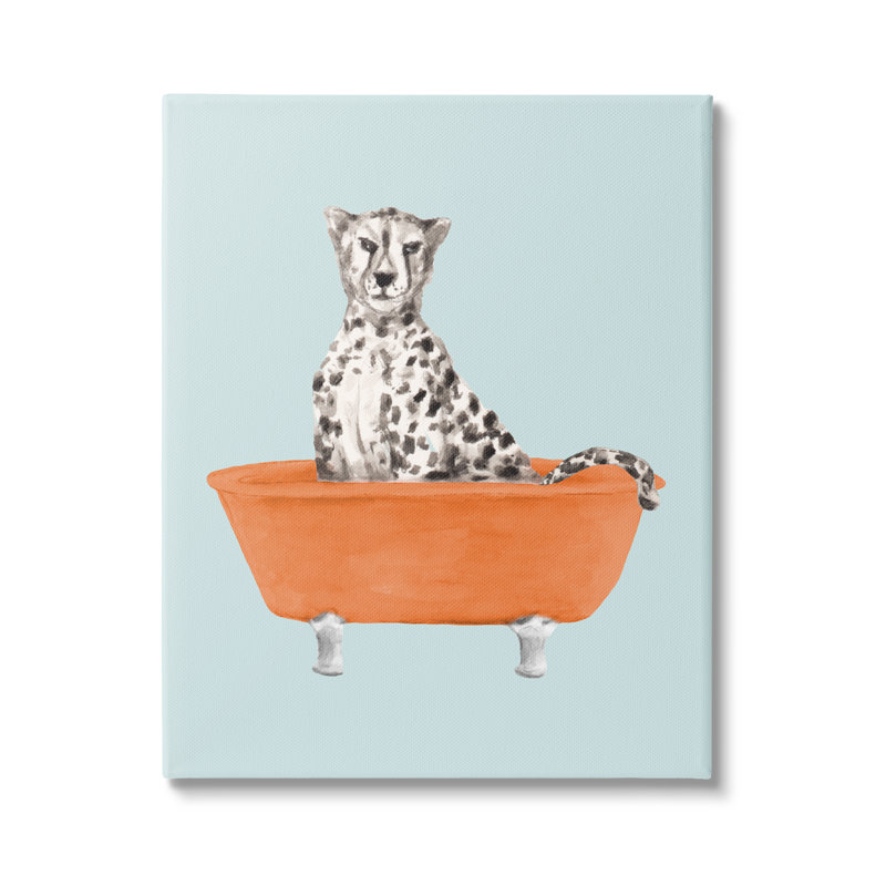 "Stupell Industries Turquoise Cheetah in Tub", art mural par Lanie Loreth, Giclée encadrée noir minuit