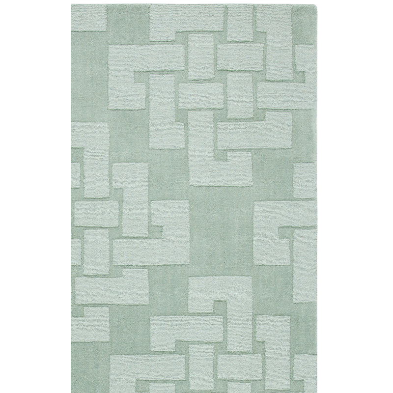 Tapis géométrique en laine touffeté à la main anémone de mer, Rectangle 4 pi x 6 pi
