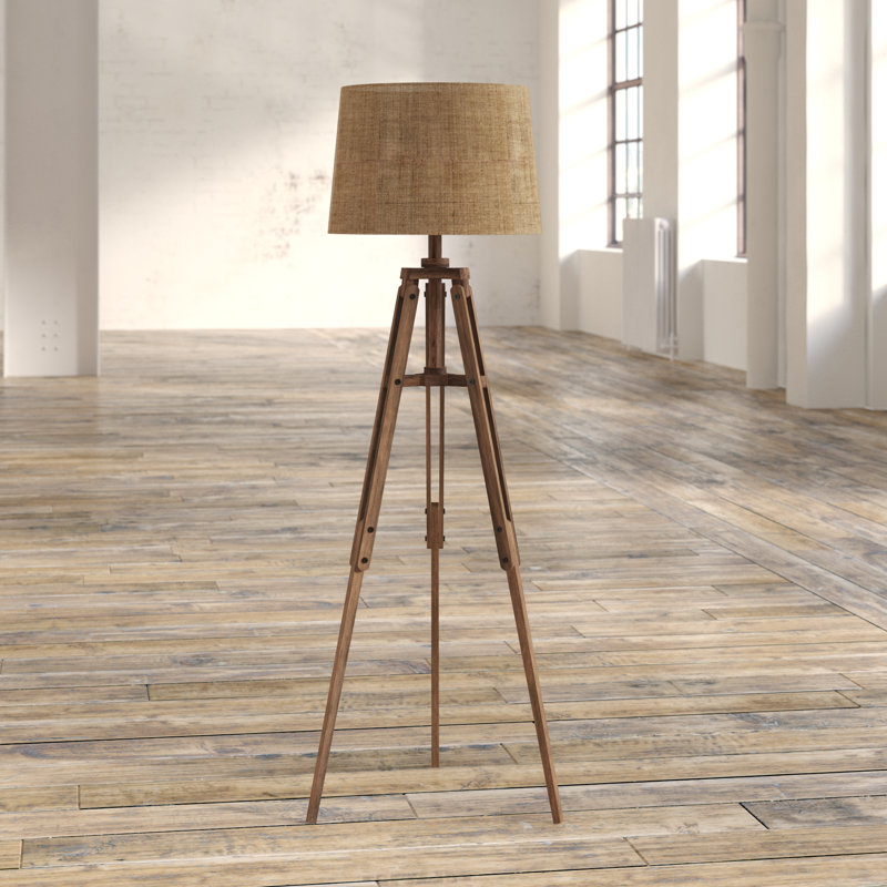 Lampe trépied en bois Mariner pour chambre, Brun, Beige