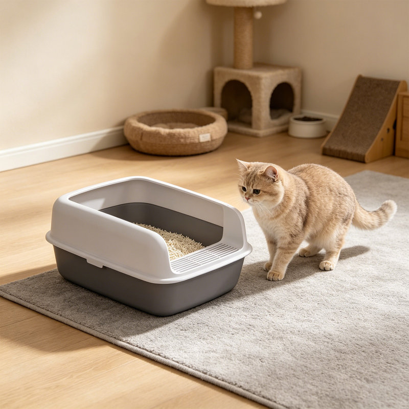 Bac à litière semi-fermé pour entrée de chat, 15,75 po x 12,2 po x 6,69 po, gris, Gris