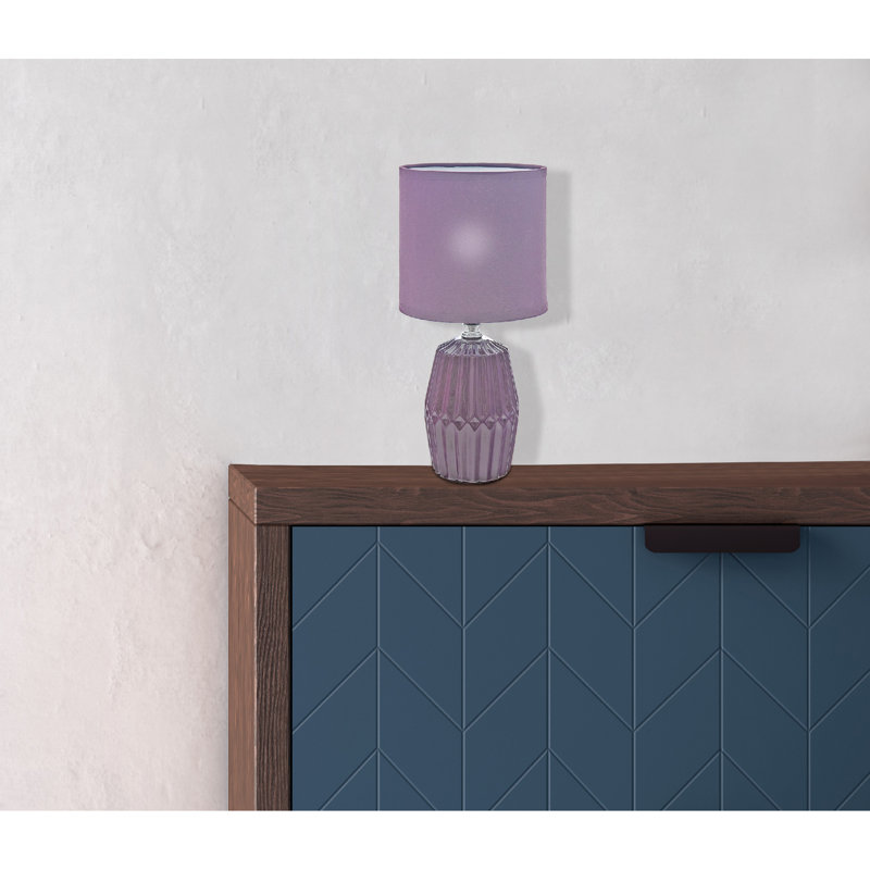 Lampe de table en céramique avec abat-jour bleu marine Meridian, Mauve, Mauve