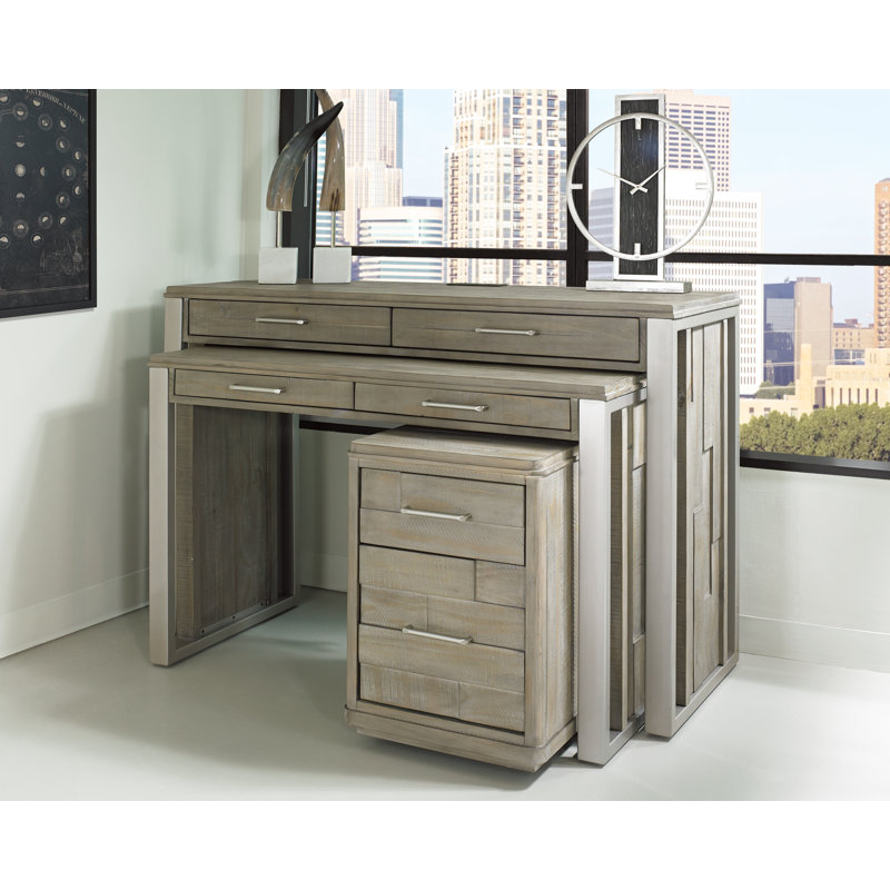 Bureau en bois massif avec prises Musso