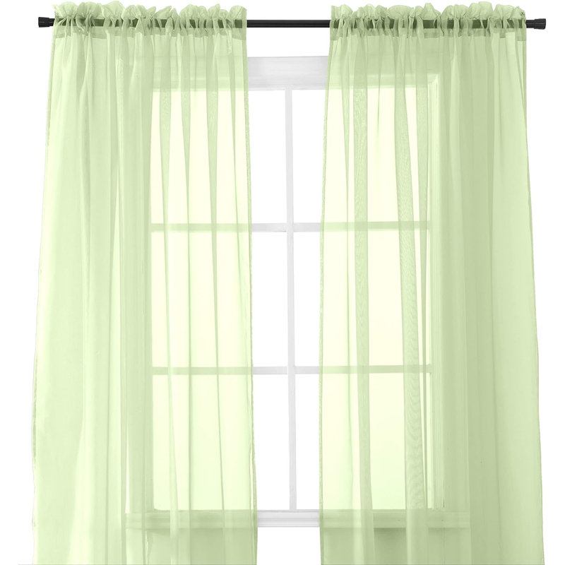 Yaelle Semi Sheer Curtain Pair, 60" W x 84" L, Sage