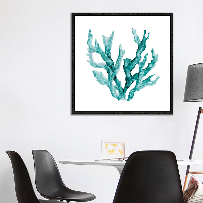 Sea Coral II by Carol Robinson - Painting on Canvas, 93.98 cm H x 93.98 cm W, Black Framed Canvas