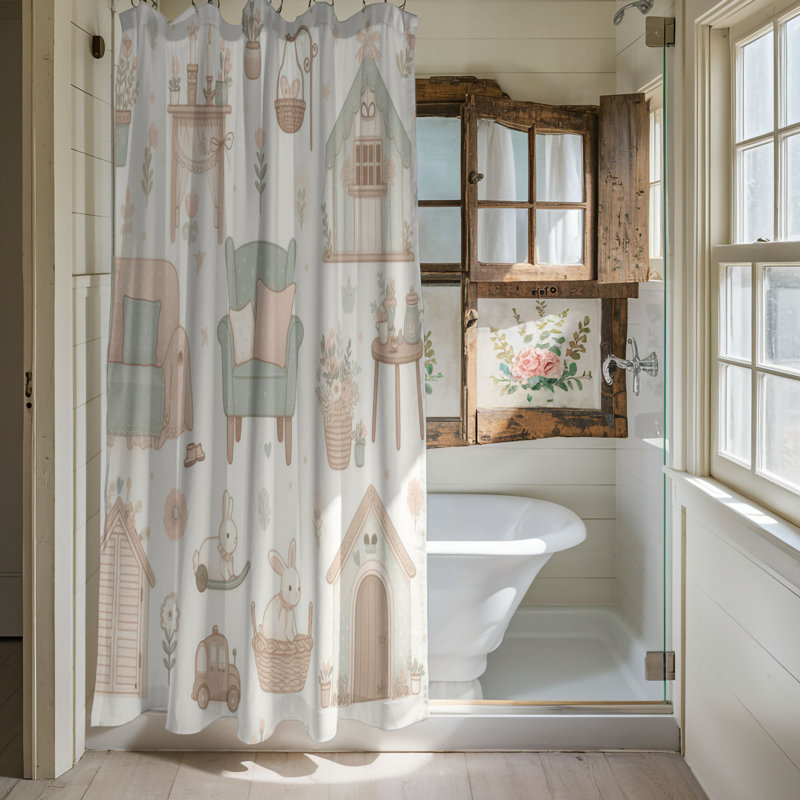 Cozy Cottagecore - Rideau de douche standard 1 pièce, H 74 po x l 71 po