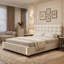 EU Double & King Size Velvet Ottoman Bed With Motion Sensor LED Lights, Upholstered Cloud Tufted Frame, Beige -1658482774