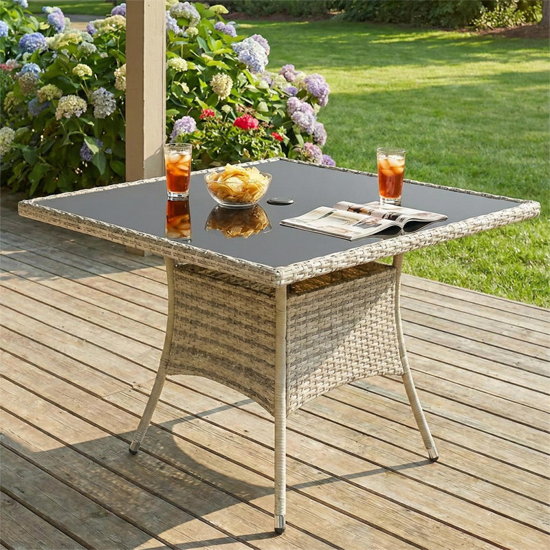 glass top patio table with umbrella hole Flash Furniture Tory Commercial Grade Tempered with and Steel Tube Frame, Clear Top/Black Frame or for your home or business Square Outdoor Dining Table, Metal