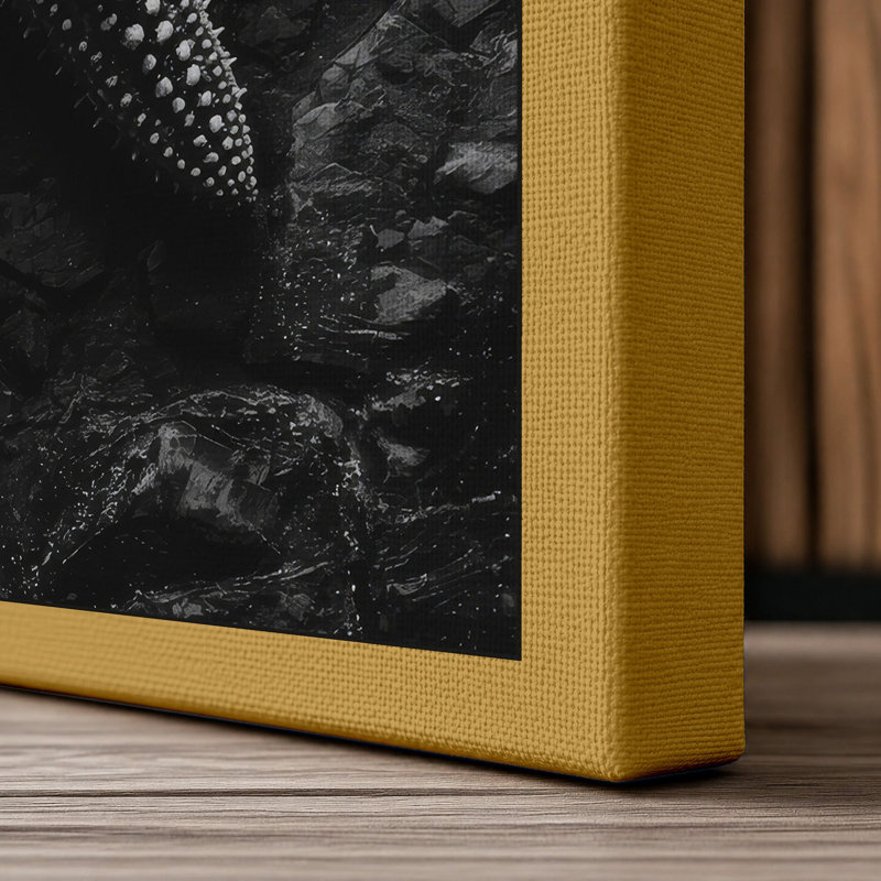 Starfish on Stone Minimalist - Wrapped Canvas, 24x16 - 61.0 x 40.6 cm, Ochre Border