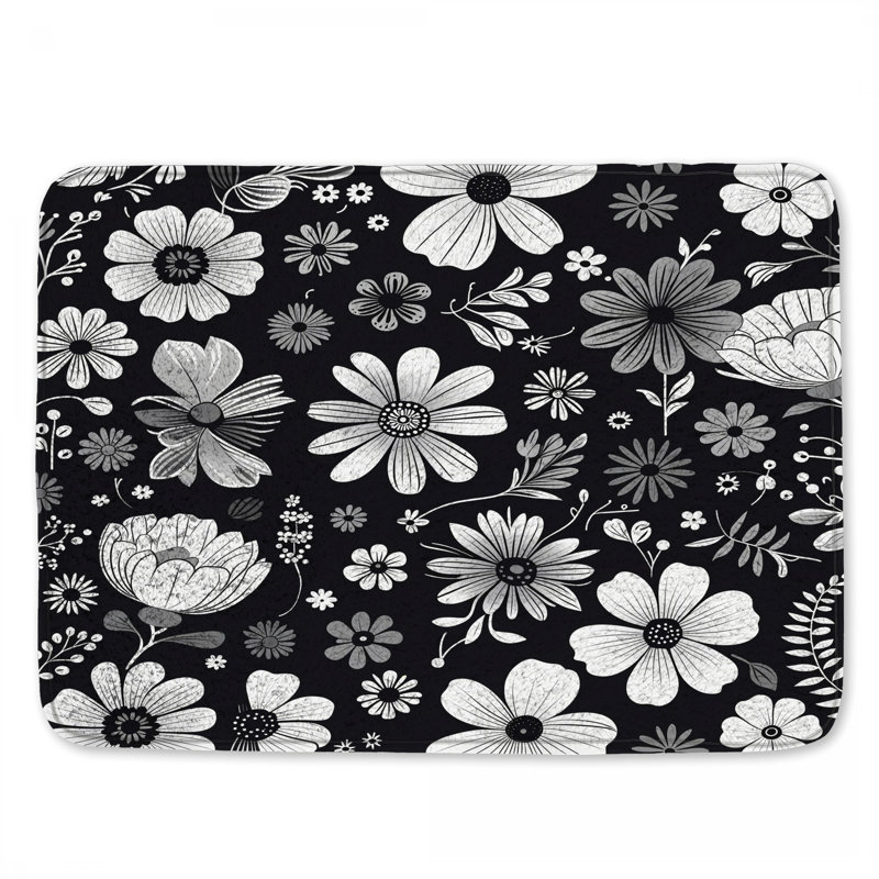 Tapis de bain floral Boho, 34in W x 21in L