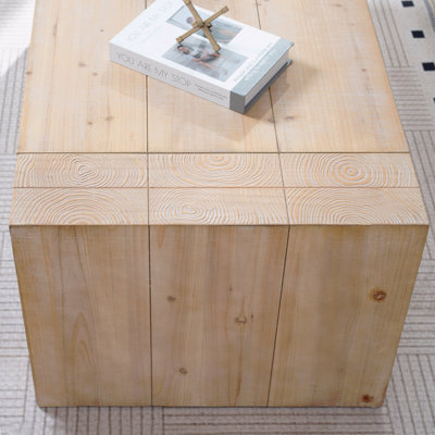 49" Rustic Wood Coffee Table, Engineered Wood Center Table With Whitewashed Finish, Modern Farmhouse Living Room Table