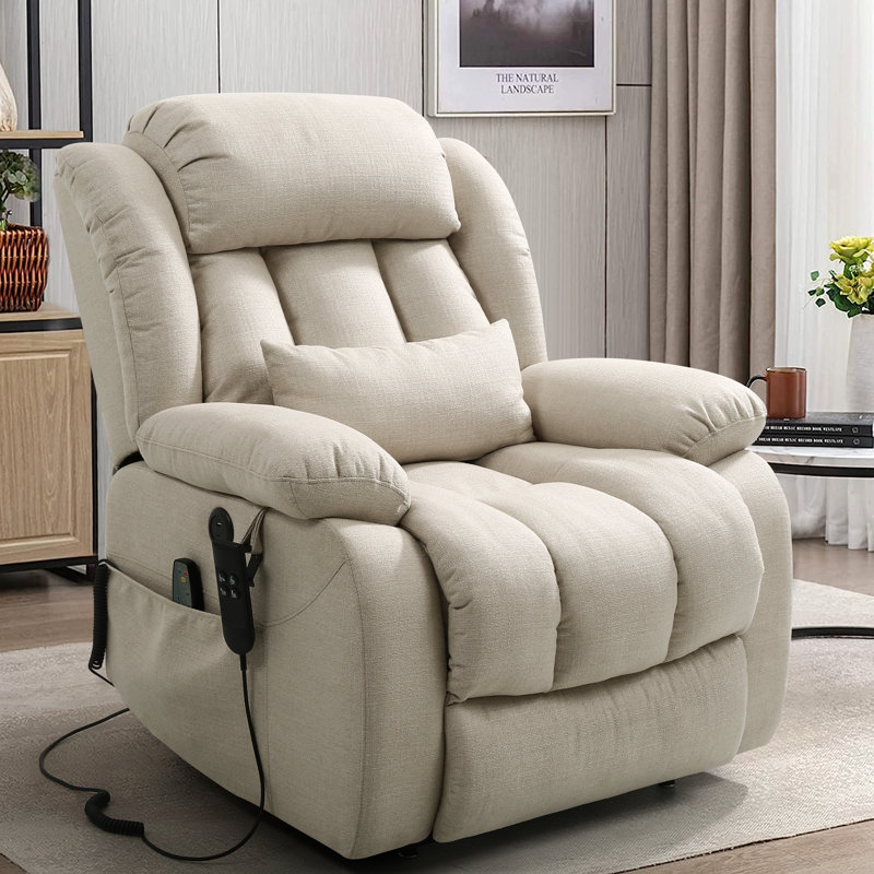 Fauteuil inclinable électrique à deux moteurs Bilney, Mélange de lin beige