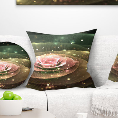 Pink Flower with Water Droplets - Floral Printed Pillow