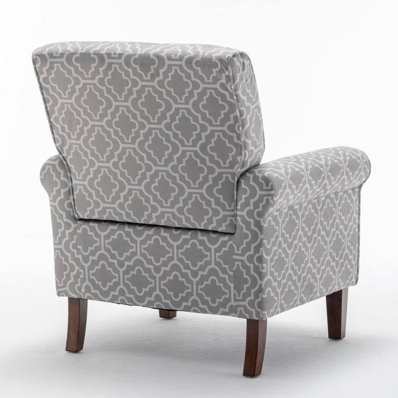 Fauteuil Hysnie, Imprimé à motif gris 100% polyester
