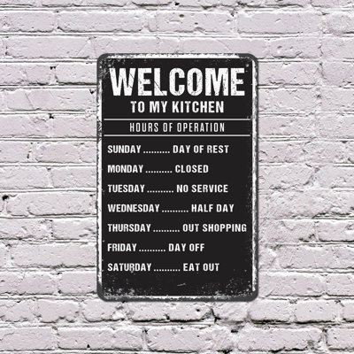 Welcome To My Kitchen 10 Inch x 14 Inch Plastic Sign