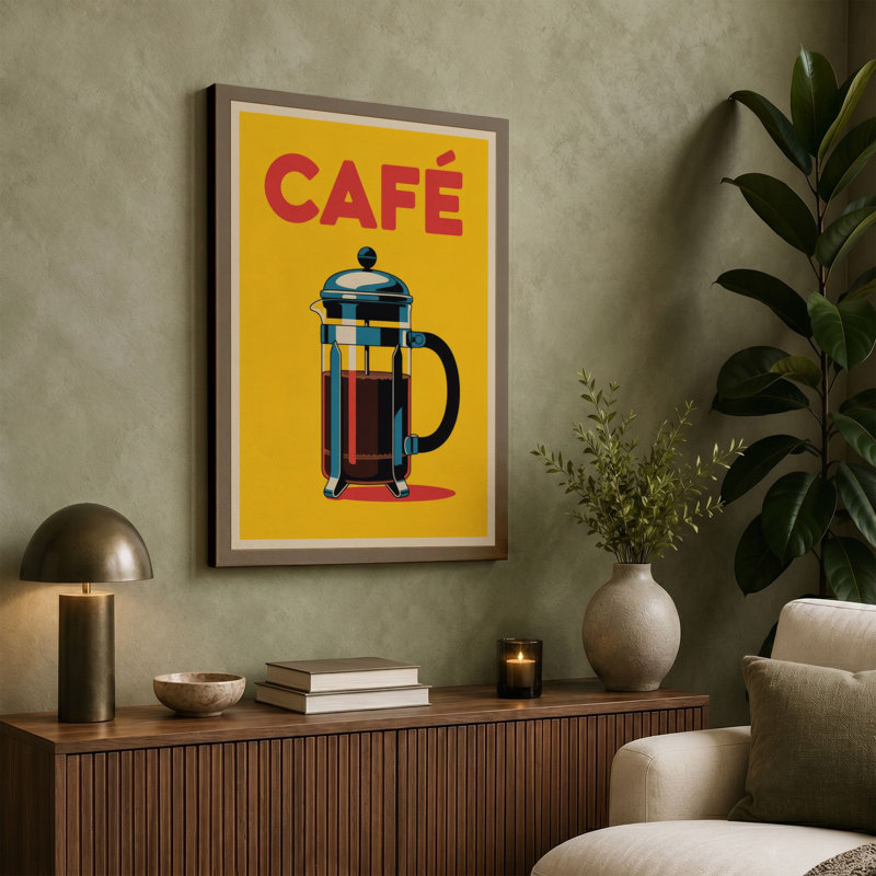 Café Press Retro - Wrapped Canvas, 30x20 - 76.2 x 50.8 cm, Sage Border