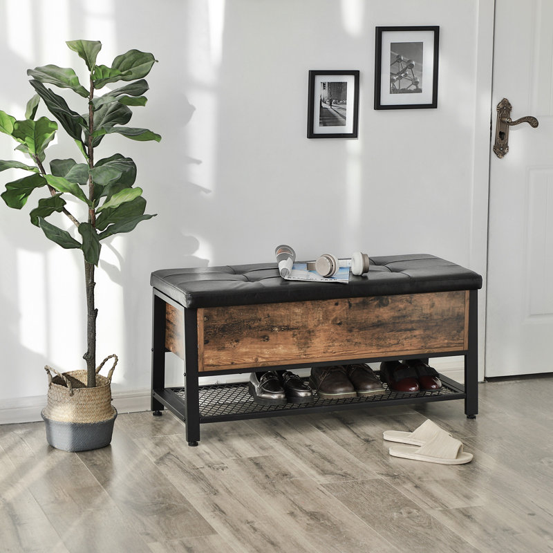 12 Pair Shoe Storage Bench, Brown