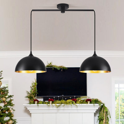 Luminaire suspendu moderne en forme de dôme à 2 lumières de 34,64 po avec abat-jour en métal et cordon réglable Dileo