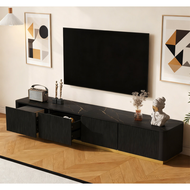 Luxury Fluted TV Stand for TVs Up to 85", Black