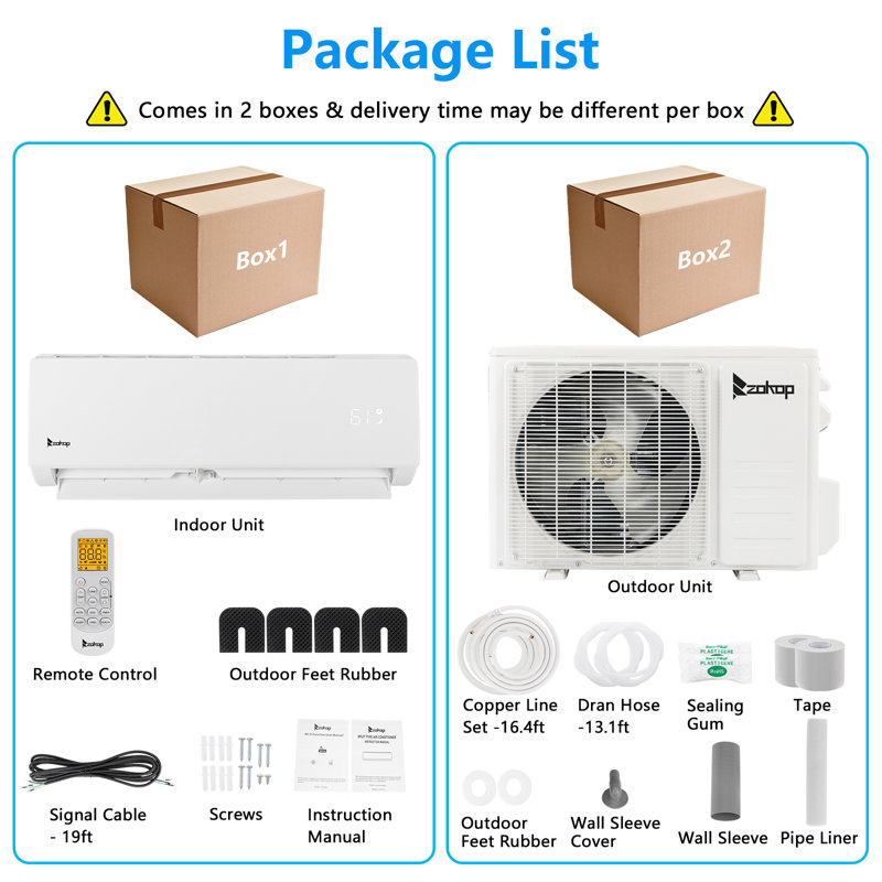 Winado 24400 BTU Wi-Fi Connected Ductless Mini Split Air Conditioner for 1500 Square Feet with Heater and Remote Included