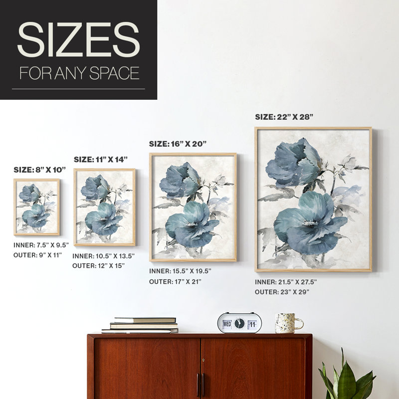 Cottage Blue II Framed Print - Solid Wood, Natural, 21" H x 17" W