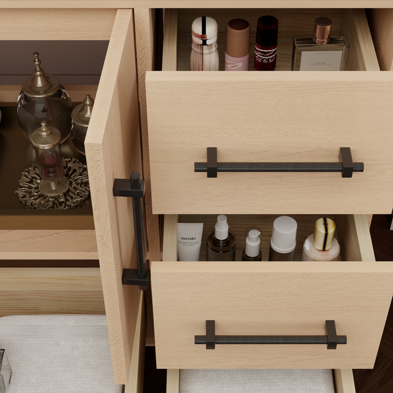 Yellow Oak Double Freestanding Vanity with Acrylic Top