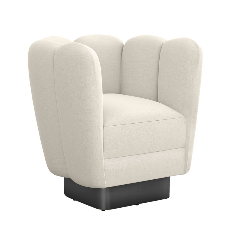 Fauteuil demi-tonneau pivotant de 31 po Gallery, Perle 100% polyester, Bronze industriel