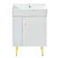 Meuble-lavabo blanc 21,6 po, armoire combinée, meuble de rangement pour salle de bain, lavabo simple en céramique, rangement à gauche