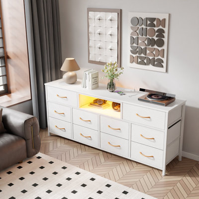 Wide Storage Chest Drawer Dresser TV Stand, Multi-Functional Media Console Entertainment Center for Bedroom Utility Organization