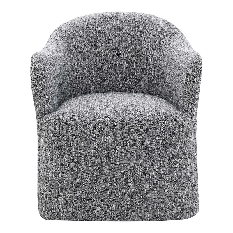 Havel Upholstered Dining Arm Chair With Casters, Dark Grey