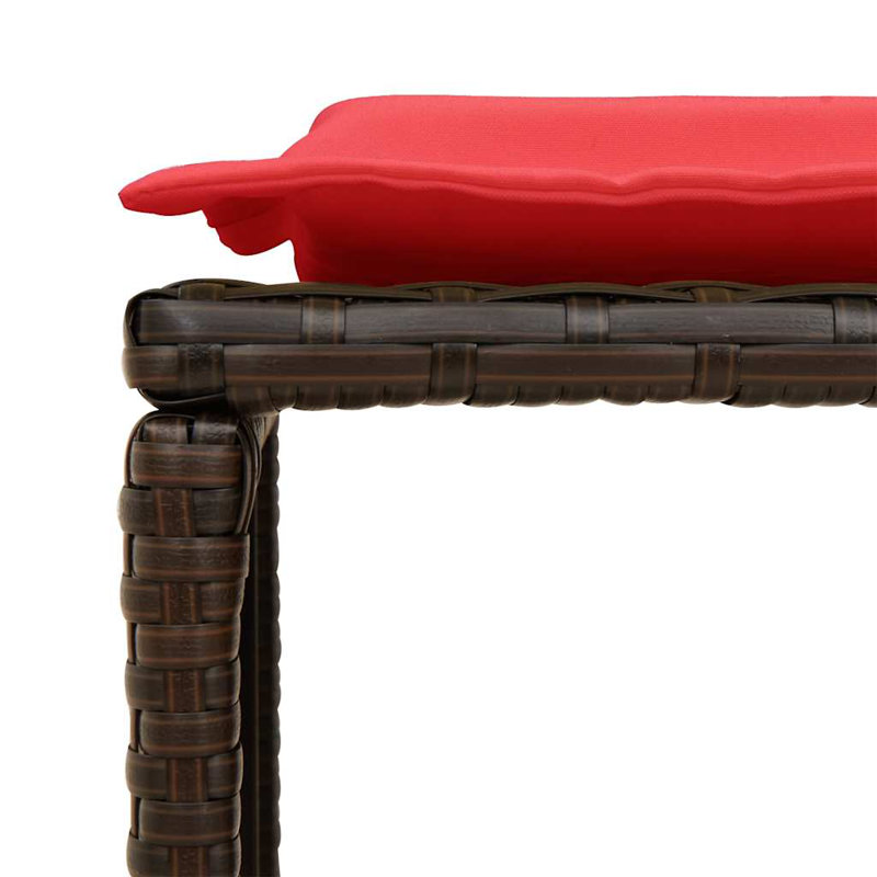 5 Piece Patio Sofa Set With Cushions Stackable Poly Rattan, Red/Brown