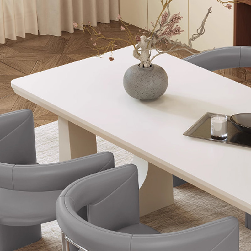 Modern Simple Rock Slab Multi-functional Table, 29.52"H x 55.11"L x 31.49"W, White