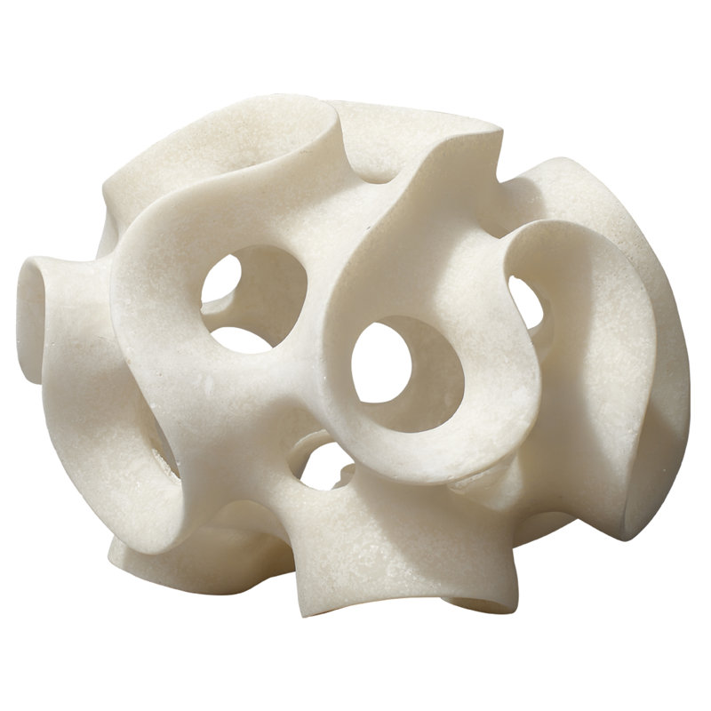 Sculpture ruban sphère en résine, Blanc mat
