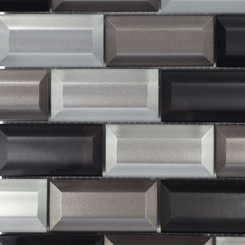 Carreau de brique de verre biseauté 12 "x 12" Erachidia, Gris