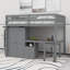 Lit mezzanine multifonctionnel pour enfants et adolescents - Escaliers de rangement, bureau, bibliothèque, tiroirs et garde-robe-474107219-474107214