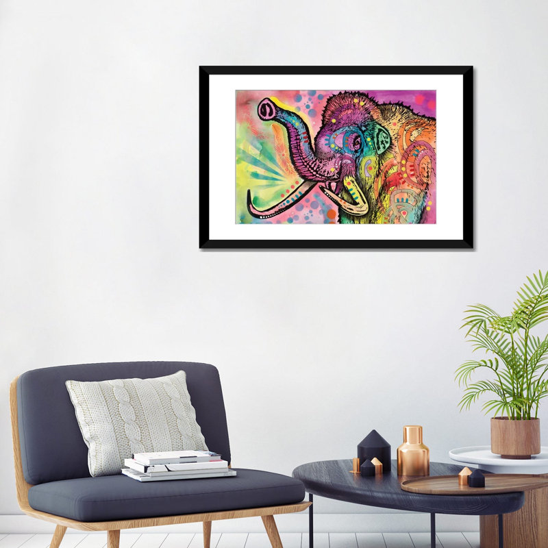 Woolly Mammoth, impression sur toile, H 24 po x l 32 po x P 1 po, Papier d'art encadré noir, Blanc