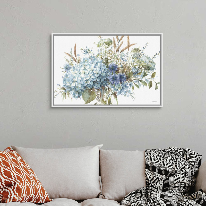 «Bohemian Blue 01 Landscape» par Lisa Audit, reproduction d'art sur toile, Toile blanche encadrée
