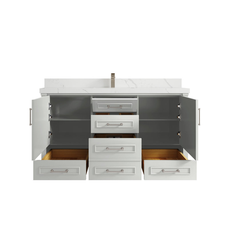 Ensemble de meuble-lavabo simple 60 po Aberdeen, Calacatta Laza