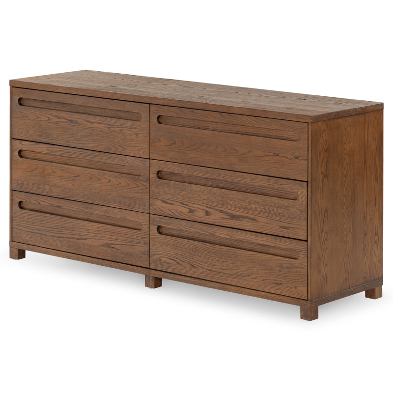 Tobiette 6 Drawer Wood Dresser, Medium Oak