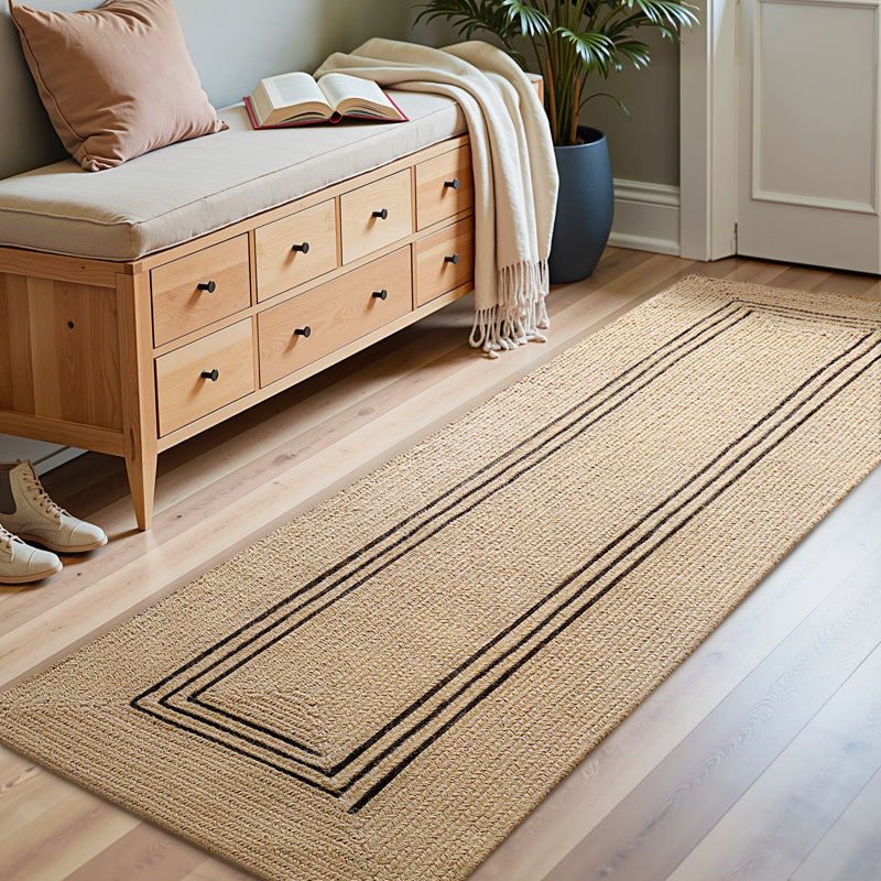 Tapis de couloir en fibre naturelle tissé à la main, Rectangulaire 3 pi x 8 pi
