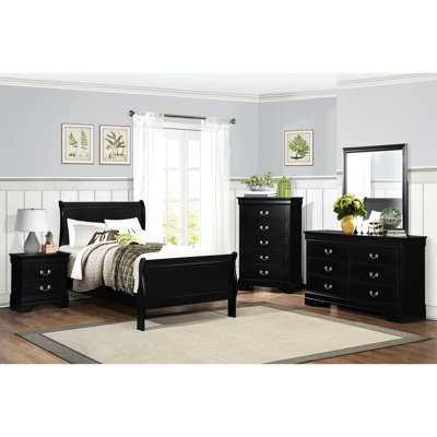 Lit simple en bois de style traditionnel avec finition noire, tête de lit et rails, nécessite un lit de taille sommier / sommier, construction, boîte essentielle