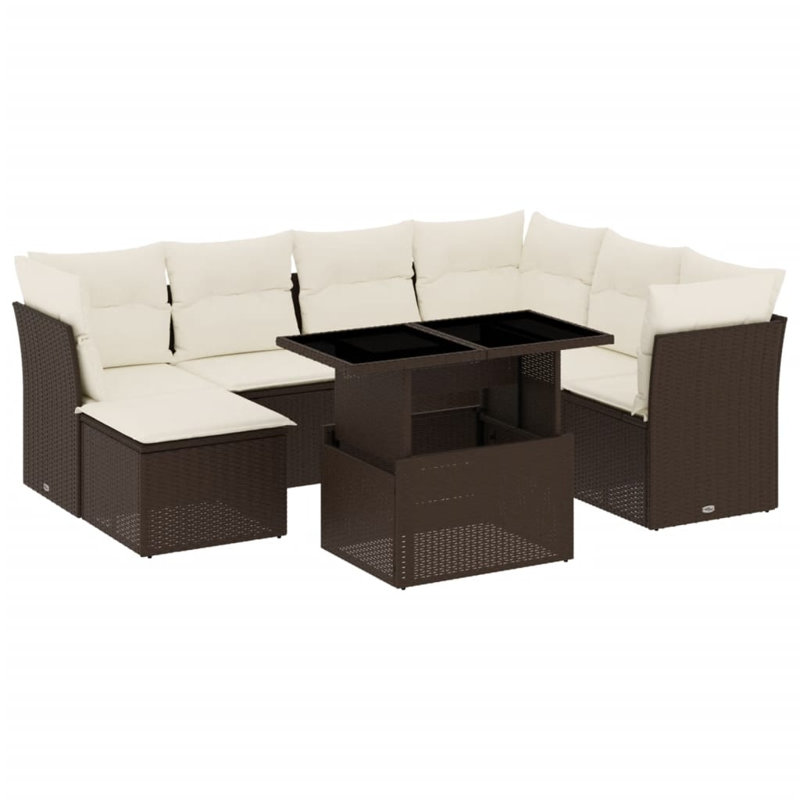 Ensemble de canapé de jardin Vidaxl brun, blanc crème