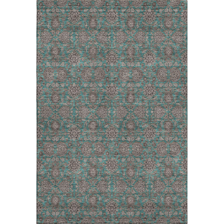 Premium Machine Washable Prisco Teal Rug