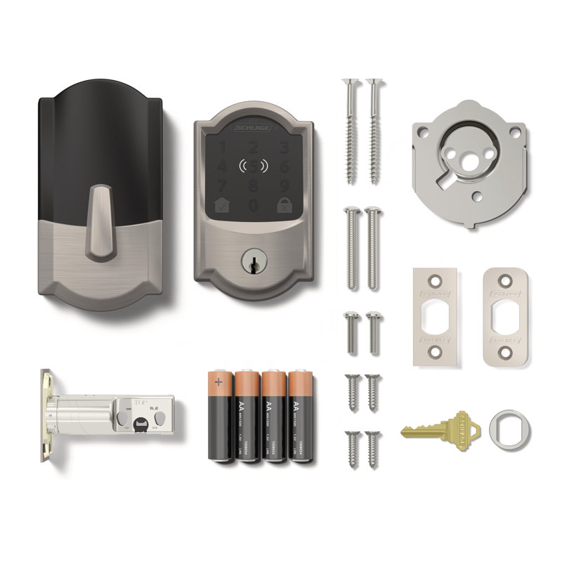 Encode Plus Smart Wifi Deadbolt With Camelot Trim, Satin Nickel