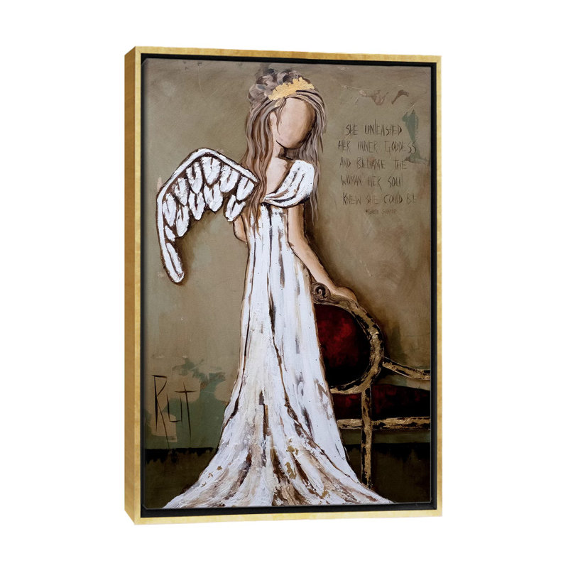 « Unleashed » par rut art Creations-impression d’art graphique, H 18 po x l 26 po x P 1,5 po, Toile encadrée d'or