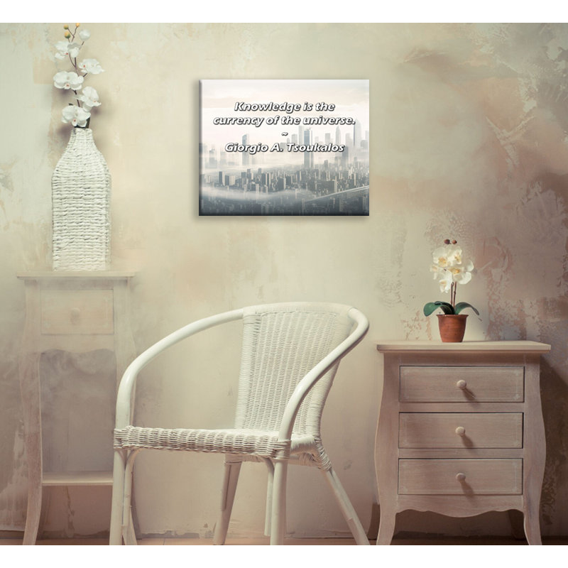 Latitude Run® Gallery Wrapped Canvas By Giorgio A. Tsoukalos: "Knowledge is the currency of the unive, 13" H x 18" W